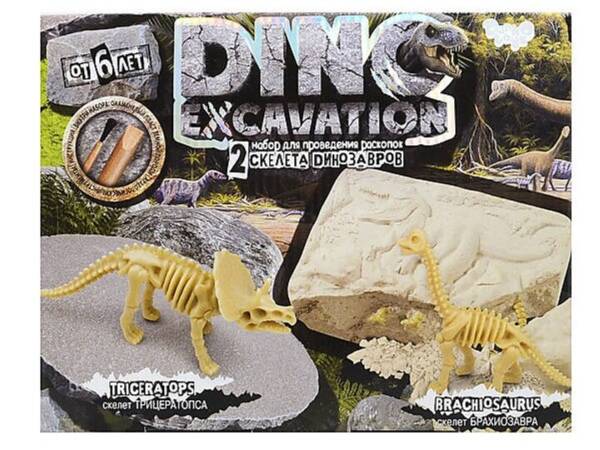 гр Набір для проведення розкопок "Dino Excavation" DEX-01-04,05,06 динозаври укр. (6) "Danko toys", 3 види
