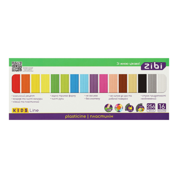 Пластилін 16 кольорів, 256г, KIDS Line