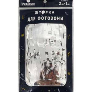 Шторка для  фотозони  1m*2m "Глянцева фольга"  #102  срібло  10/300
