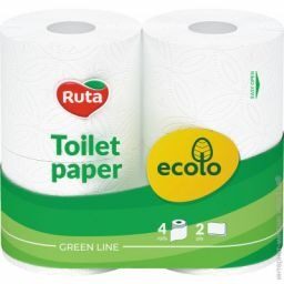 АКЦ Папір туалетний "Ecolo"  4рул 2ш білий