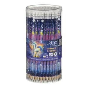 Олівець графітовий HB, UNICORN, з гумкою, туба - 100 шт