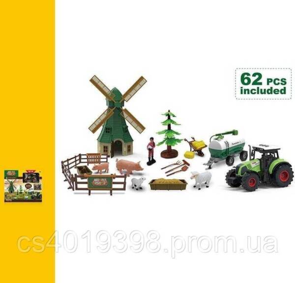 Ферма 550-13 K (24/2) 62 елементи, трактор, інерційний механізм, фігурки, звукові ефекти, підсвічування, млин, в коробці