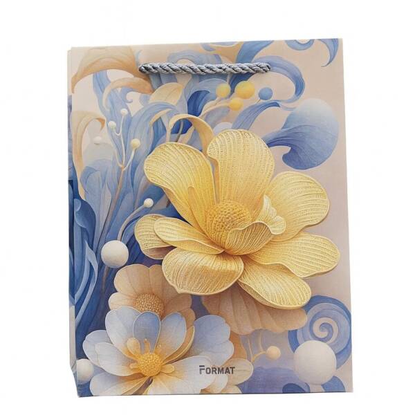 Пакет подарунковий паперовий M "Flowers 3D" 26*32*10см R34729-M (480шт)