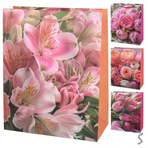 Пакет подарунковий паперовий M "Flowers" 26*32*12см R34813-M (480шт)