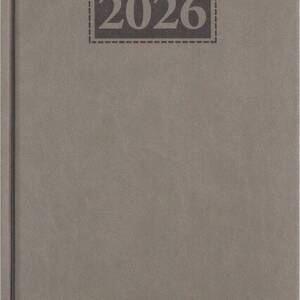 Щоденник датов. 2026 GENTLE, A5, сірий, штуч. шкіра/поролон