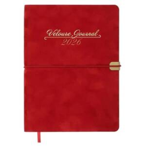 Щоденник датов. 2026 VELOUR, A5, червоний, штуч. шкіра