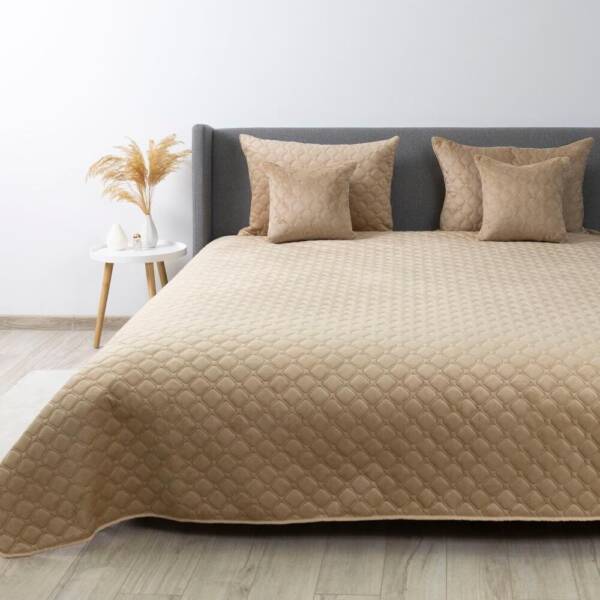 ТЕП Покривало ТЕП "VELOUR" 150*210 см, Бежевий/Ромб круглий