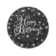 Тарілки паперові 18cm "Happy Birthday чорні з сріблом #21" 10шт TM Pelican