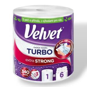 Velvet паперові рушники Turbo 1 рулон 3 шари 340 відривів