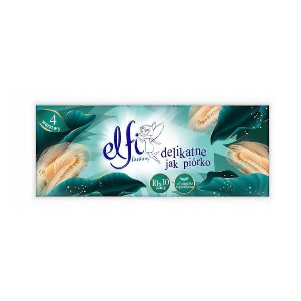 Паперові носові хусточки Elfi fantasy делікатні 4-шарові, 10*10 шт
