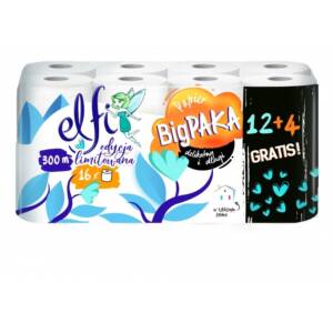 Туалетний папір Elfi Big PAKA 100% целюлоза 2-шаровий, 19 м/рулон, 190 відривів (16 шт/уп)