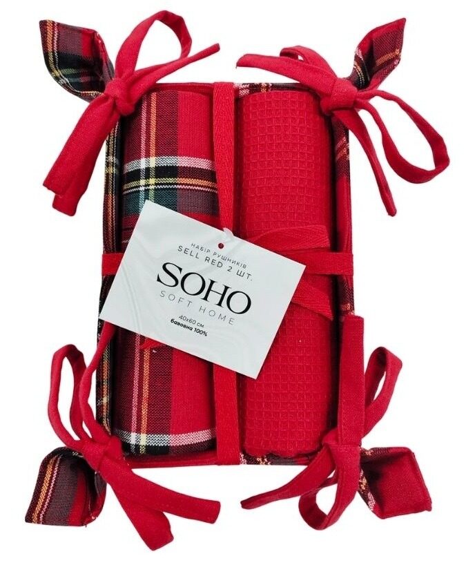 Кухонний текстиль SOHO Наб. руш. 40*60см бавовна 100% Sell Red хліб. 2 шт.