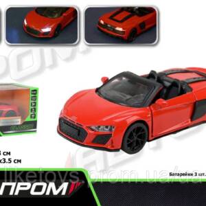 Машина мет. АВТОПРОМ арт. 68418 (48шт/2) 1:32 Audi R8 Spdyer, бат.,  світ., звук, відчиняються двері,  короб.  18*9*9 см