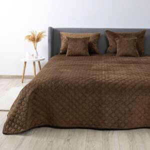 Покривало ТЕП "VELOUR" 150*210 см (Коричневий/Ромб круглий)
