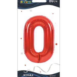 Фольгована кулька цифра "0" червона  32"(80cm)  Pelican 1шт.  5/1000