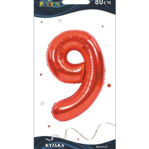 Фольгована кулька цифра "9" червона  32"(80cm)  Pelican 1шт.  5/1000
