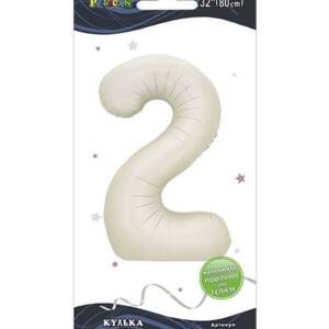Кулька фольгована цифра "2" молочна  32"(80cm)  Pelican 1шт.  5/1000