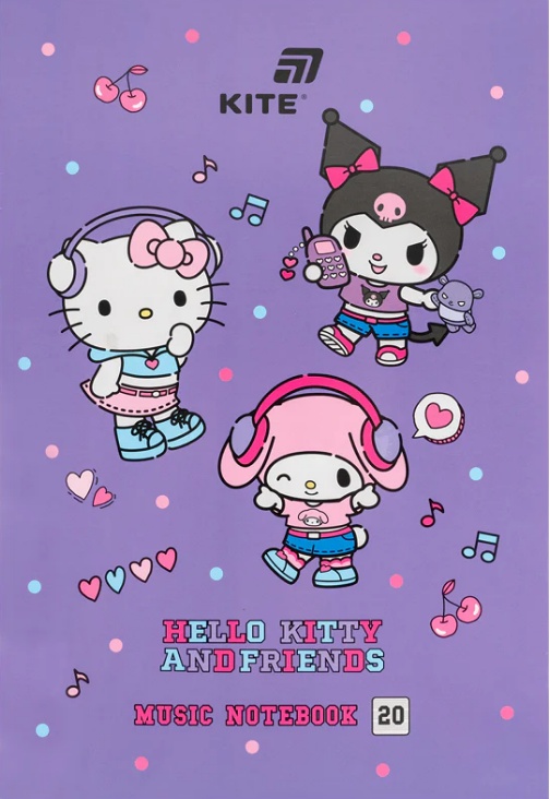 Зошит для нот А4, 20 л, Hello Kitty, Kite