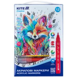 Маркери-пензлики акрилові, набір 12шт, Kite Creative