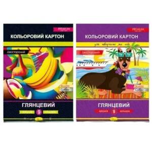 Набір двосторонього кольорового картону А4, 9 арк., 300 г/м2