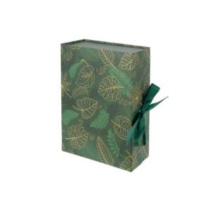 Подарункова коробка 28,2?20,2?9,2 см зі стрічкою та принтом DARK GREEN HL-214