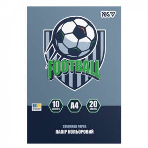 Папір кольоровий односторонній Yes "Football", 20 аркушів, А4, скоба