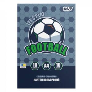 Картон кольоровий односторонній Yes "Football", 10 аркушів, А4, папка