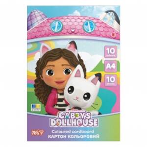 Картон кольоровий односторонній Yes "Gabby Dollhouse", 10 аркушів, А4, папка