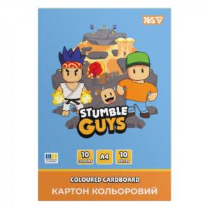 Картон кольоровий односторонній Yes "Stumble Guys", 10 аркушів, А4, папка