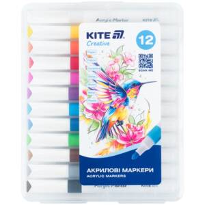 Маркери акрилові Jumbo, 12шт Kite Creative