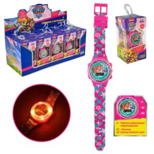 Дитячий годинник Paw Patrol арт. KH75/001L (120шт) зі світлом 10шт короб. 6*6*12см дисплей бокс 32*12,5*13 см