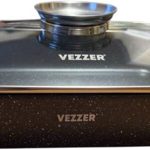 Жарівня VEZZER 30*21,5*7cм з мармуровим покриттям з кришкою