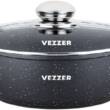 Каструля VEZZER 28*8cм з мармуровим покриттям з кришкою