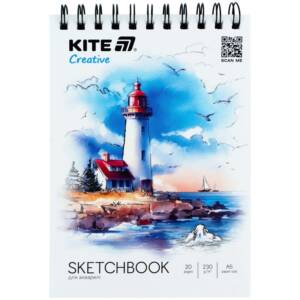 Скетчбук для акварелі, A5, 20 арк., спіраль, Kite Creative