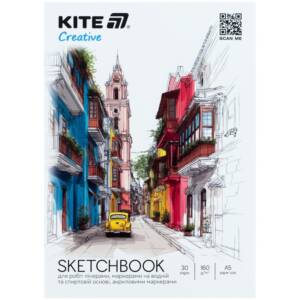 Скетчбук для робіт маркерами, A5, 30 арк., Kite Creative