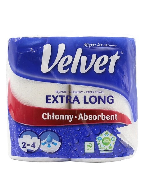 Velvet паперові рушники Extra Long 2 рулони 2 шари