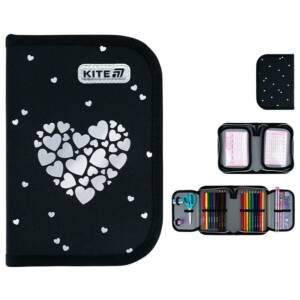 Пенал Kite 1 від., 2 відв., з наповненням 622H Black&Silver