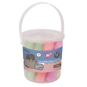 Крейда кольорова Yes "Pusheen", 12 штук, JUMBO у відрі
