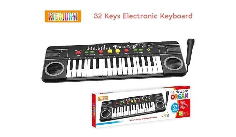 Синтезатор BD 9932 (48) 32 клавіші, 8 тонів, 12 ритмів, 2 ефекти барабана, регулювання гучності, мікрофон, 2 демонстраційні режими, в коробці